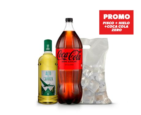 Promo Alto del Carmen Litro + Coca Cola Zero 2.5 lts + 1k de Hielo