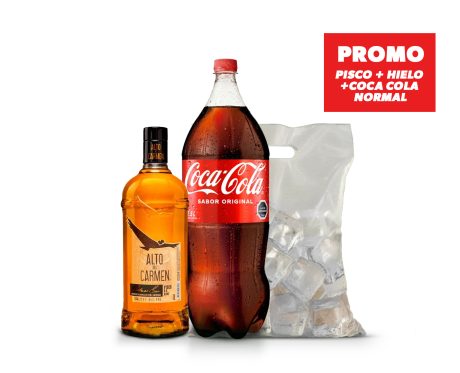 Promo Alto del Carmen Roble Litro + Coca Cola Normal 2.5 lts + 1k de Hielo