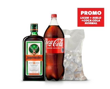 Promo Jager 700cc + Coca Cola Normal 2.5 lts + 1k de Hielo