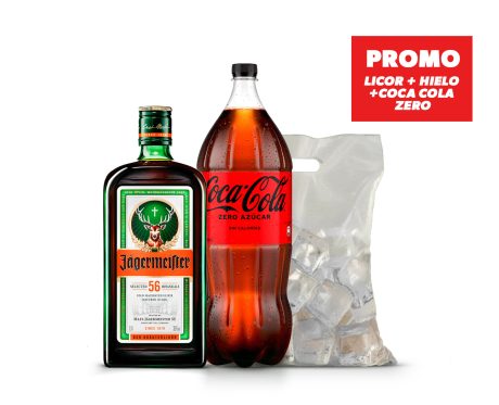 Promo Jager 700cc + Coca Cola Zero 2.5 lts + 1k de Hielo