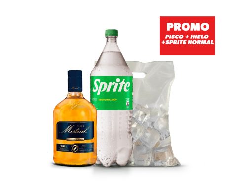 Promo Mistral Litro + Sprite Normal 2.5 lts + 1k de Hielo