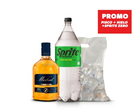 Promo Mistral Litro + Sprite Zero 2.5 lts + 1k de Hielo