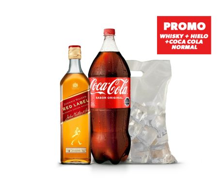 Promo Red Label 750cc + Coca Cola Normal 2.5 lts + 1k de Hielo