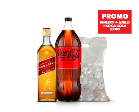 Promo Red Label 750cc + Coca Cola Zero 2.5 lts + 1k de Hielo Clone